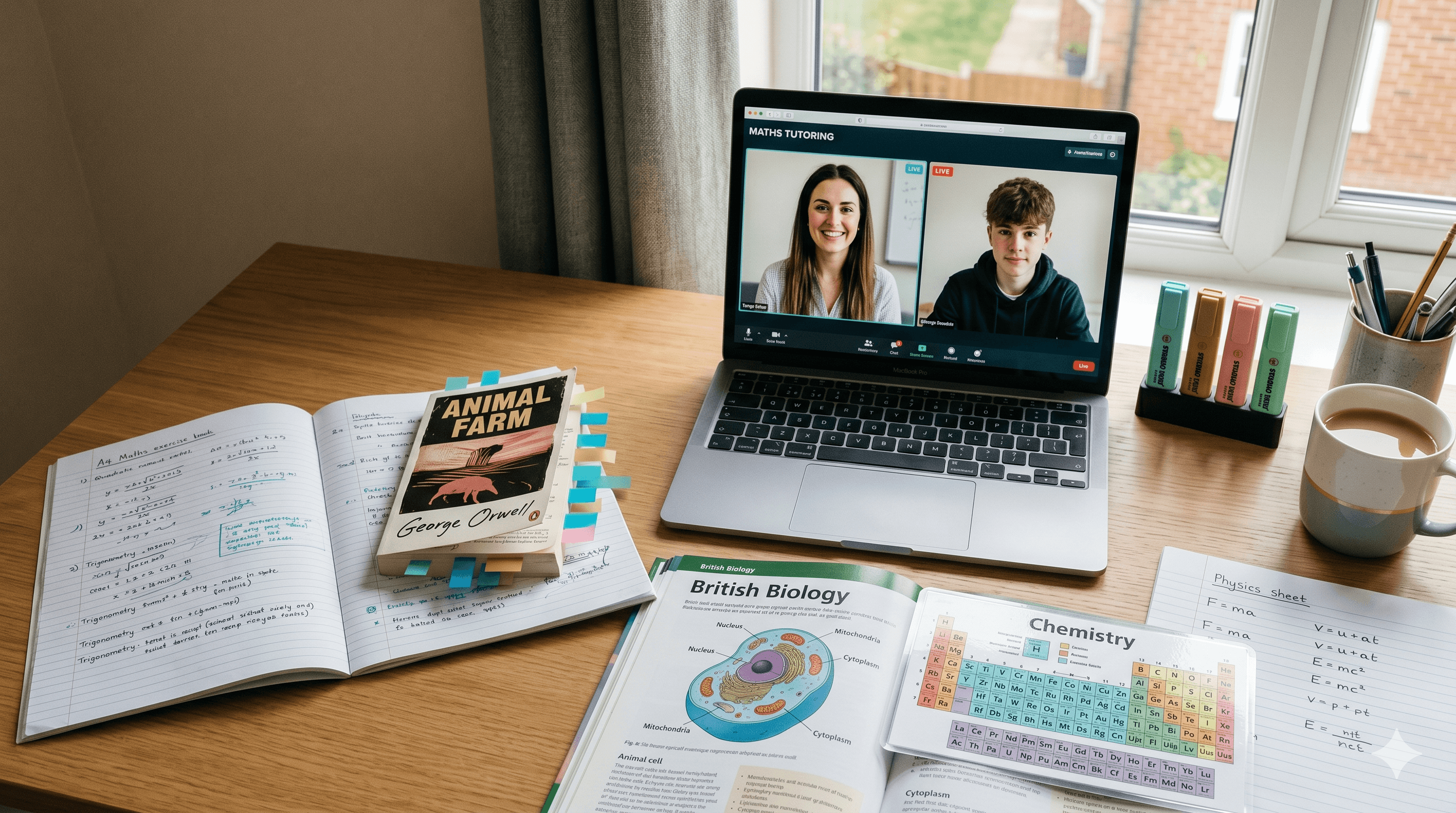 Open school books and study materials for one-to-one online tutoring across multiple subjects